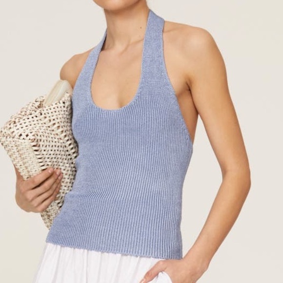 Vince Blue Ribbed Tank Top - Picture 3 of 4